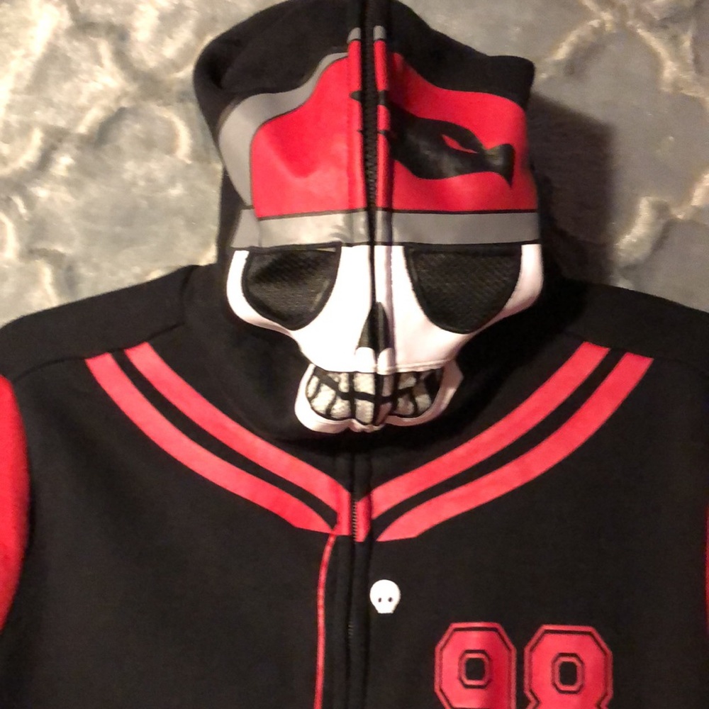 🎃 Halloween Hawk zip front jacket, boys XL-Full face mask built in to the hood.